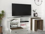 Hanah Home Mueble de TV Escandinavo Blanco y Nogal con Mesas de Centro